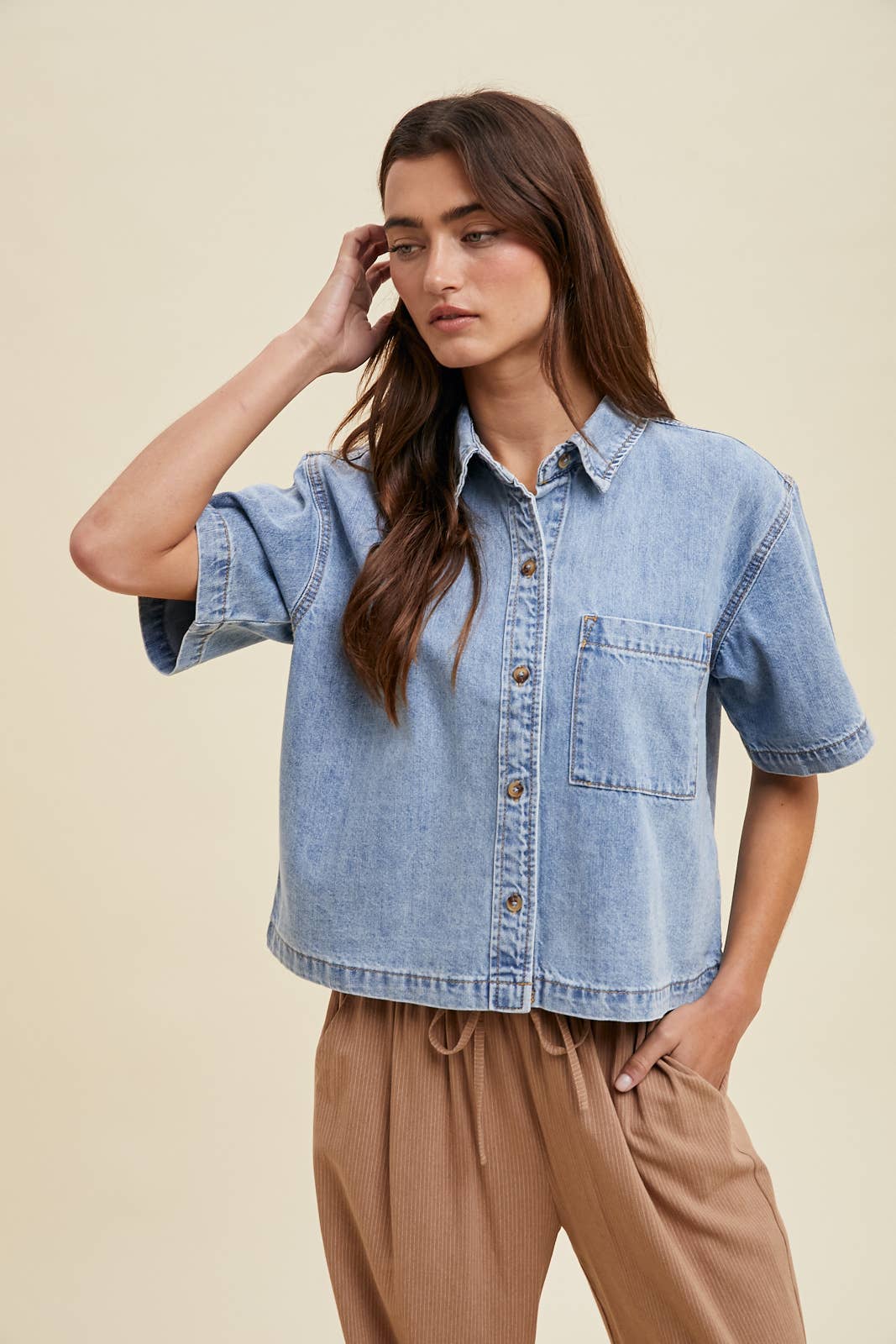Light Callie Denim Button Top