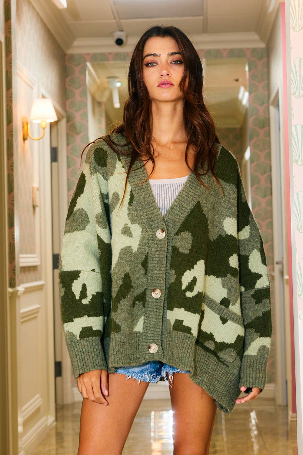 Olive Camo Cardigan