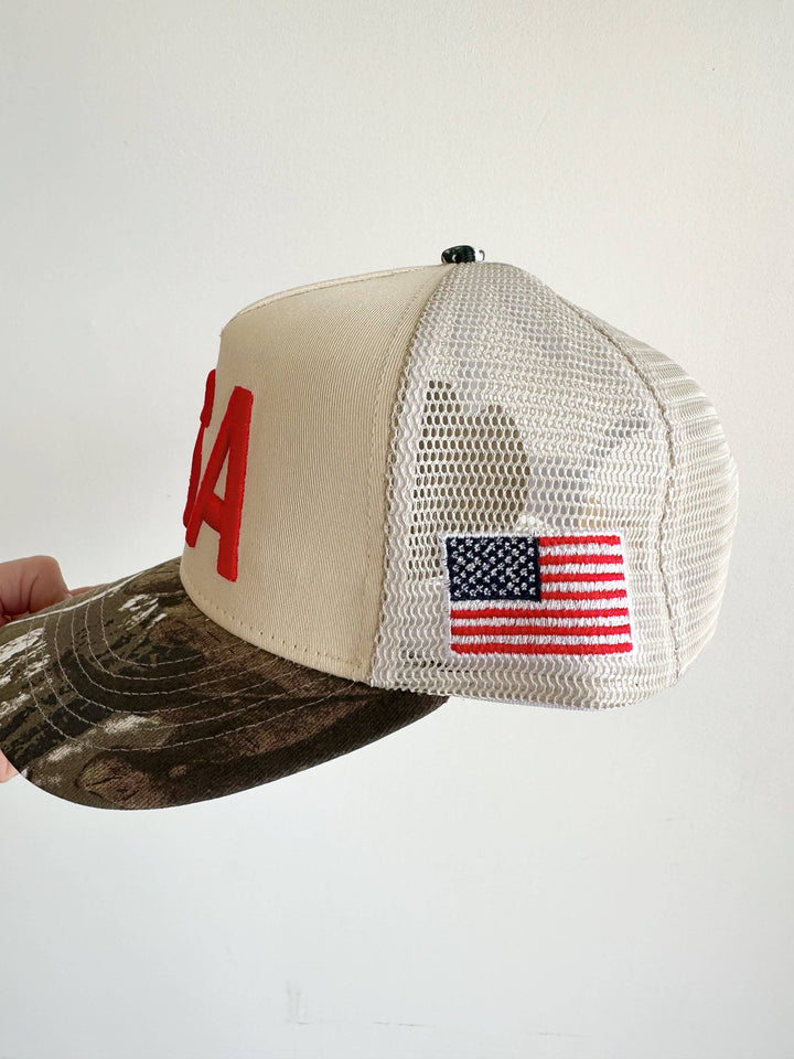 USA Vintage Trucker Hat-Camo