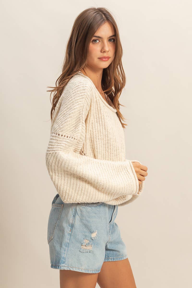 Olivia Ribbed Drop Sleeve Sweater