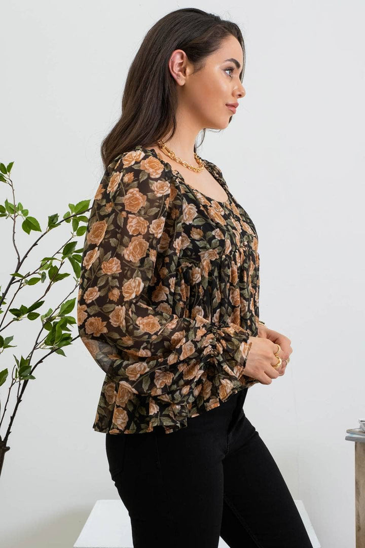 FLORAL BABYDOLL BLOUSE