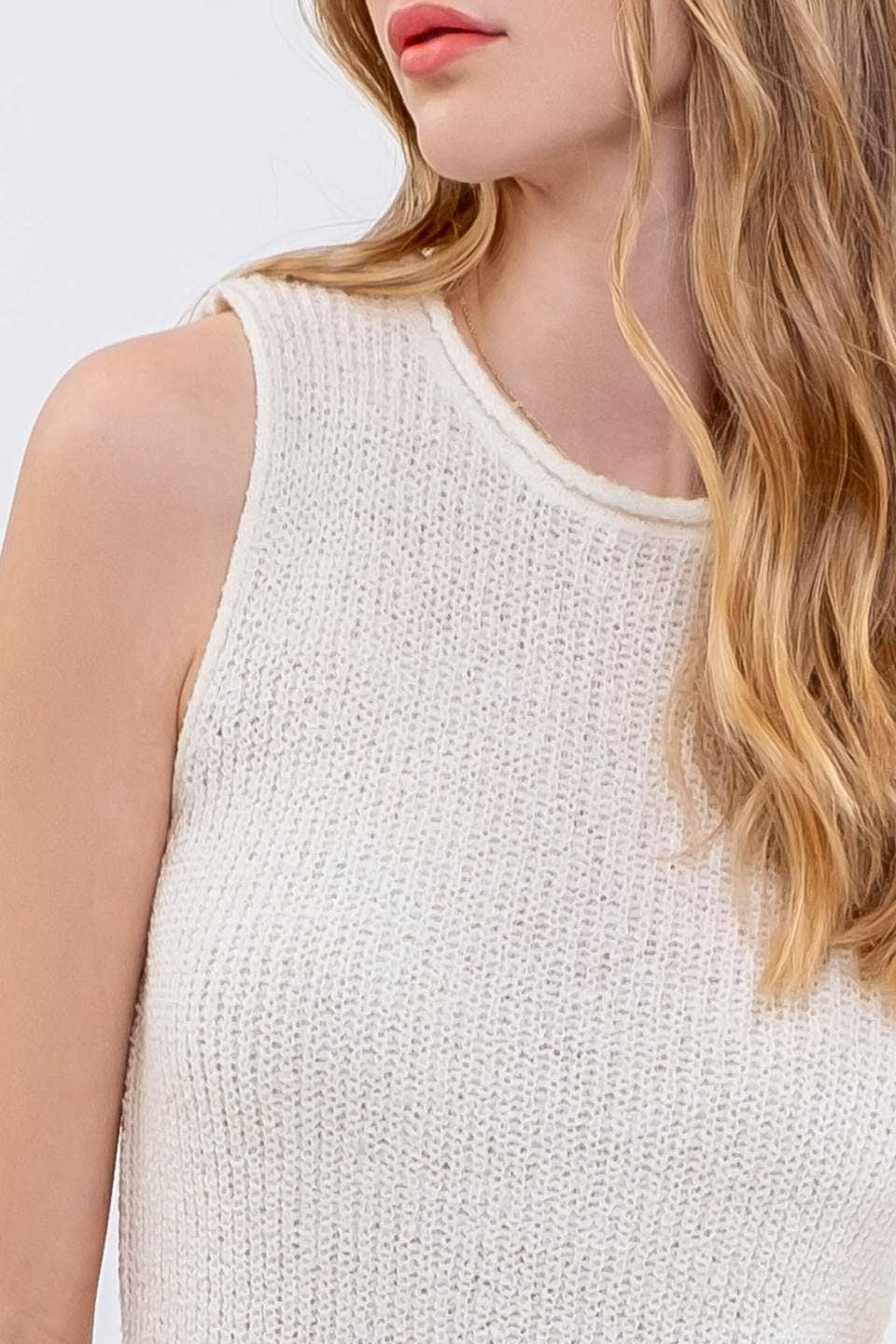 Crochet Sweater Knit Top - Ivory