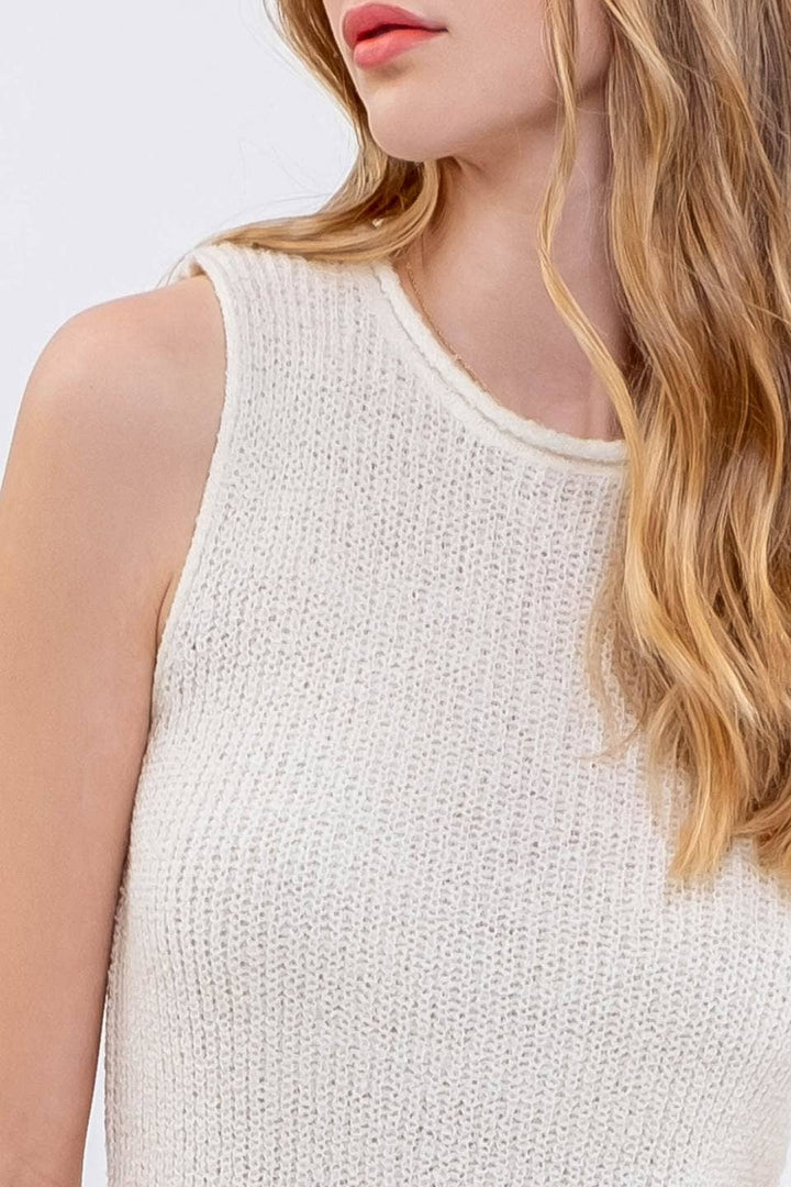 Crochet Sweater Knit Top - Ivory