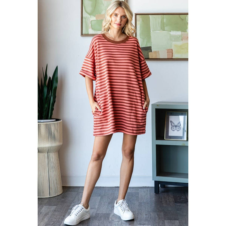 Stripe Knit Pullover Big Top Dress