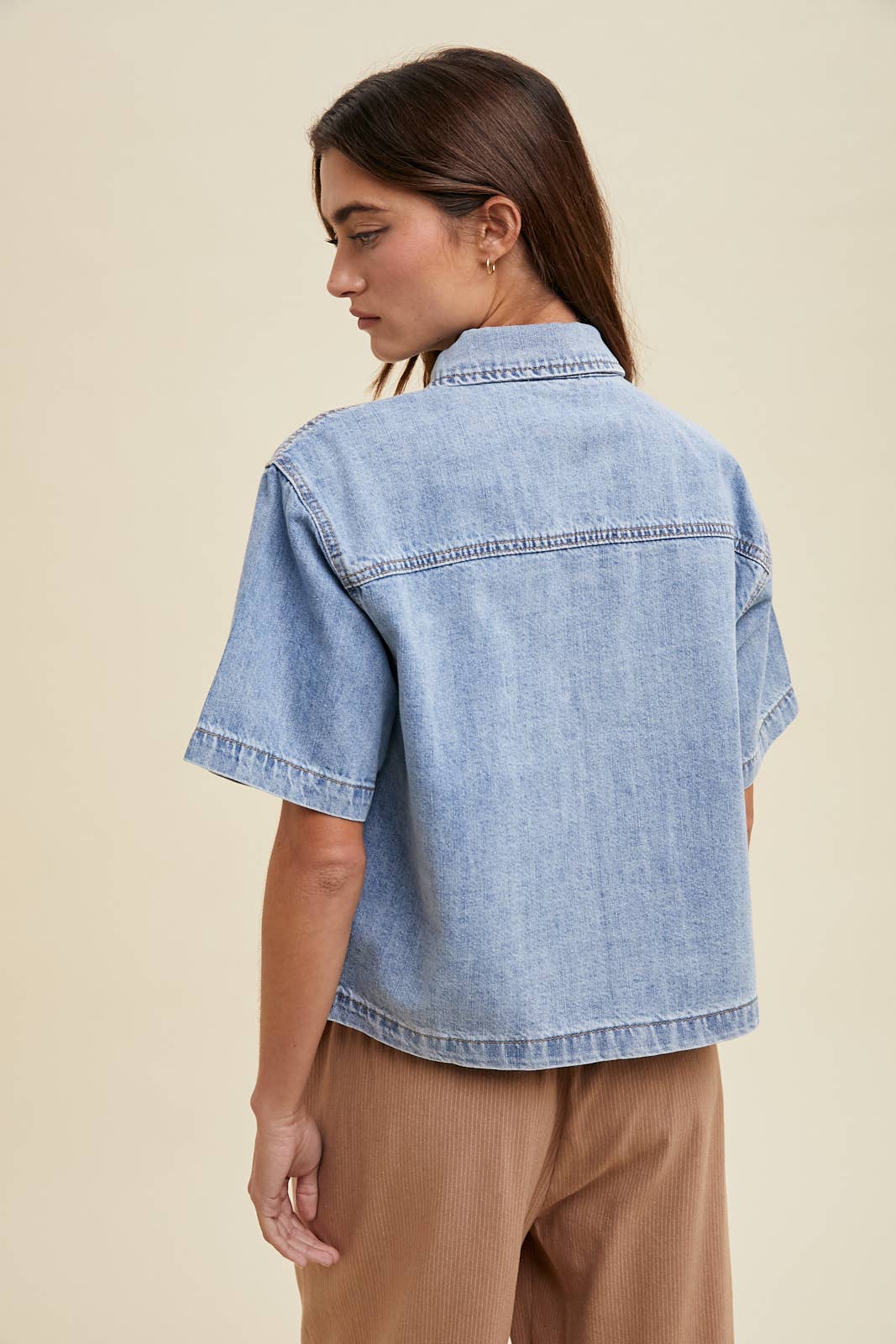 Light Callie Denim Button Top