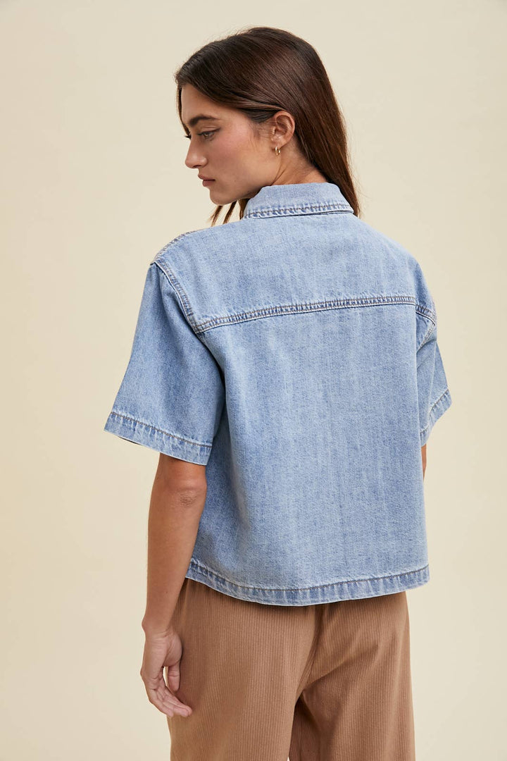 Light Callie Denim Button Top