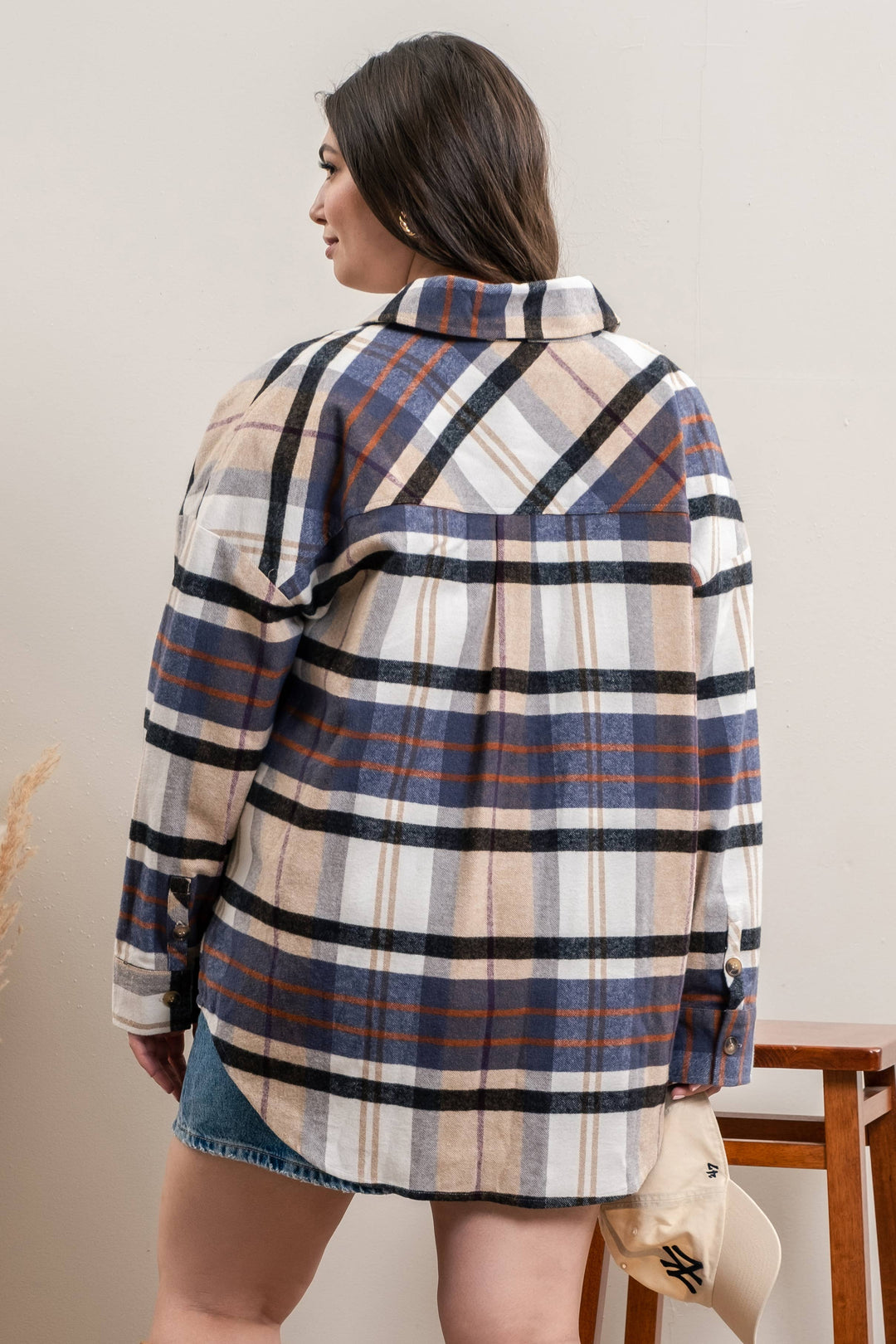 PLUS PLAID BUTTON UP LONG SLEEVE