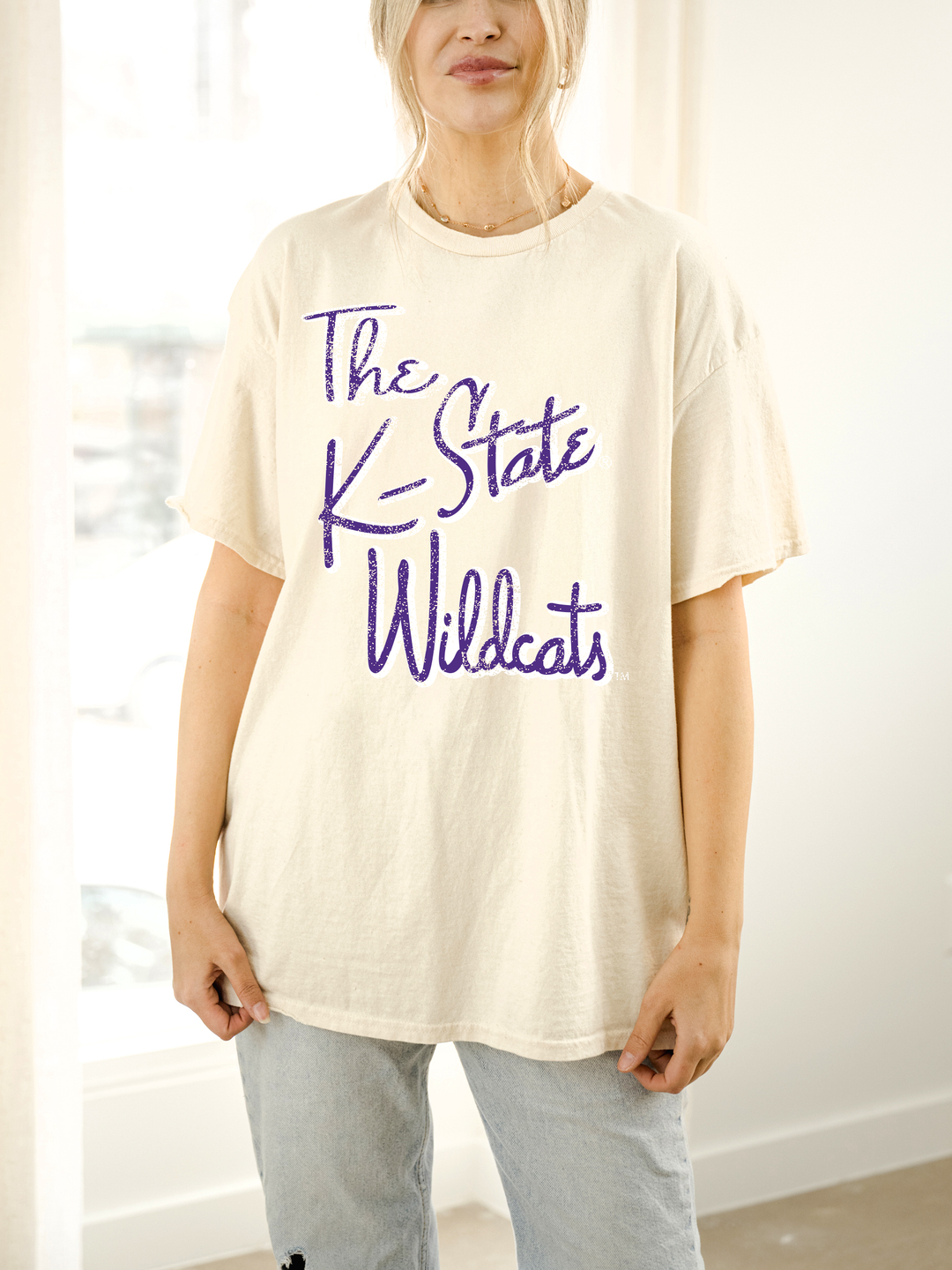 Kansas State Wildcats Beverly Off White Thrifted Tee
