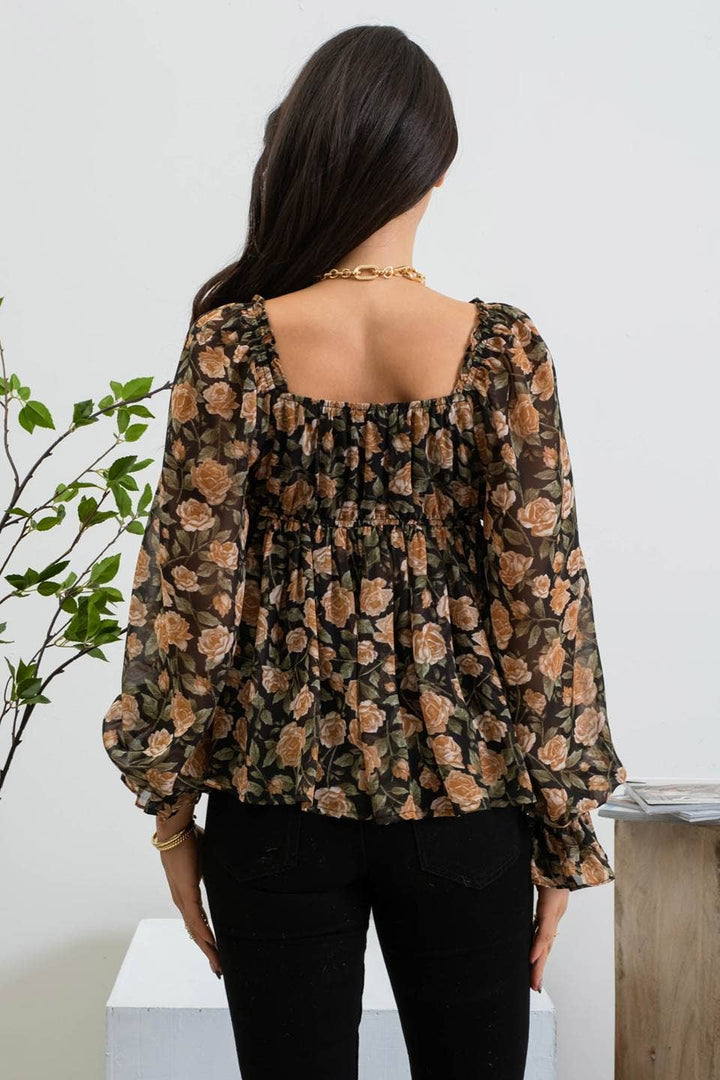 FLORAL BABYDOLL BLOUSE