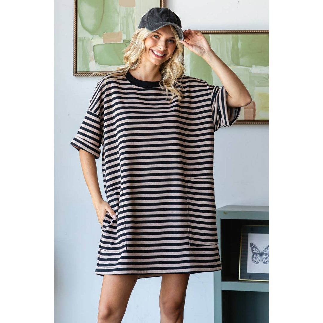 Stripe Knit Pullover Big Top Dress