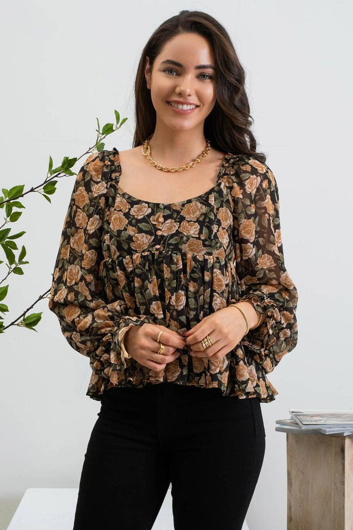 FLORAL BABYDOLL BLOUSE