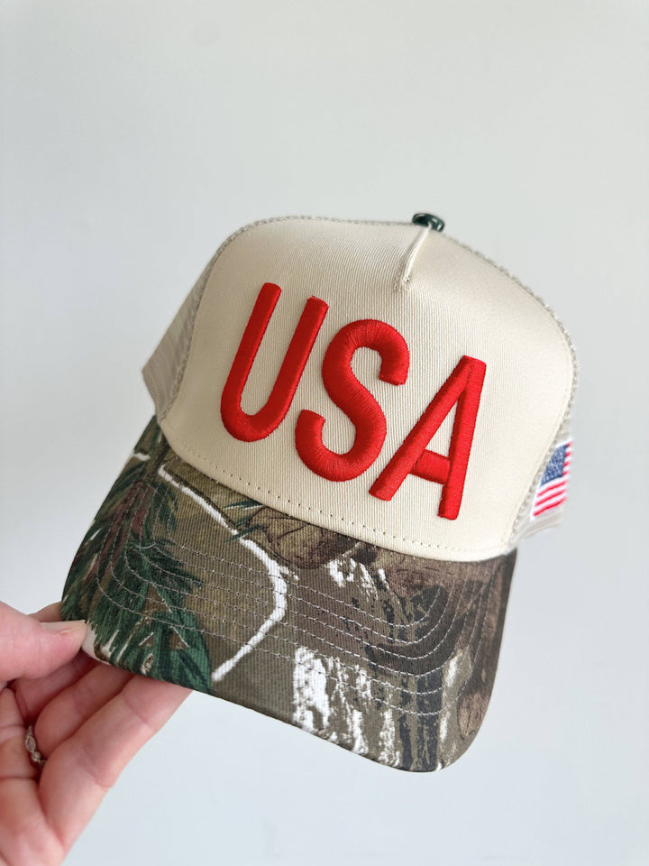 USA Vintage Trucker Hat-Camo