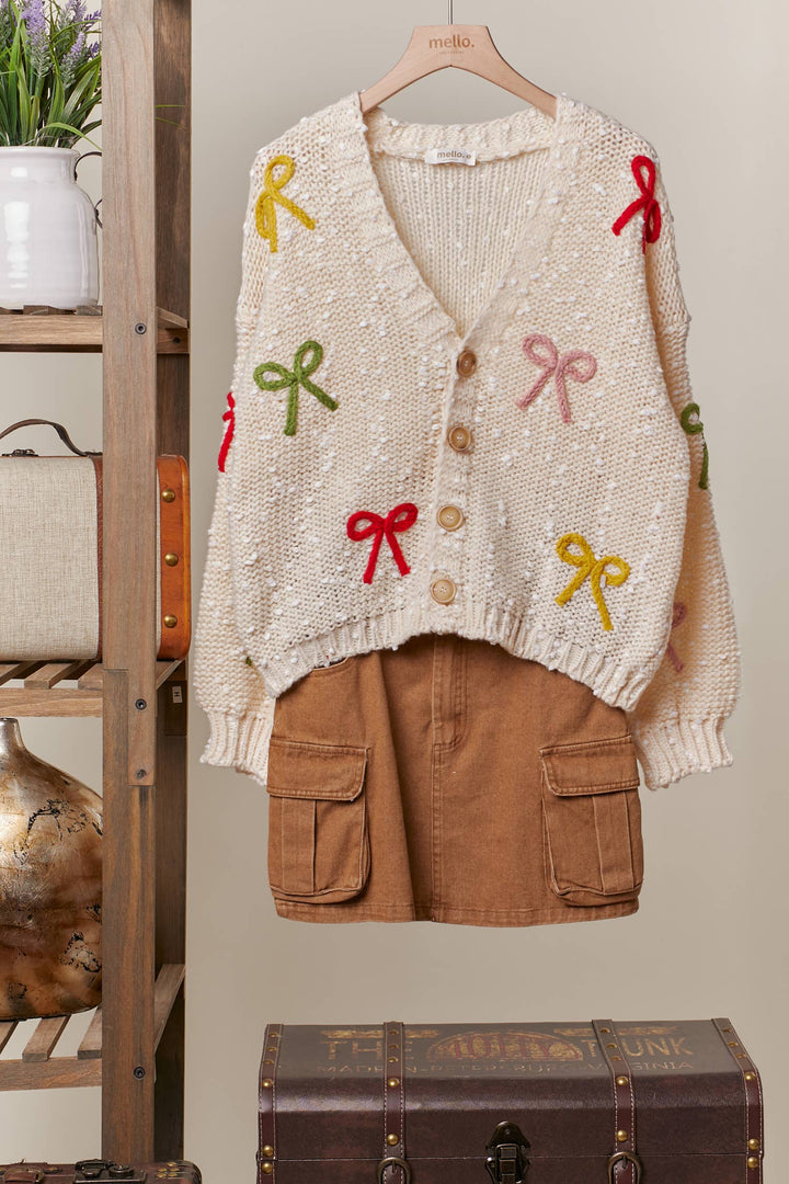 Ribbon Button Down Cardigan
