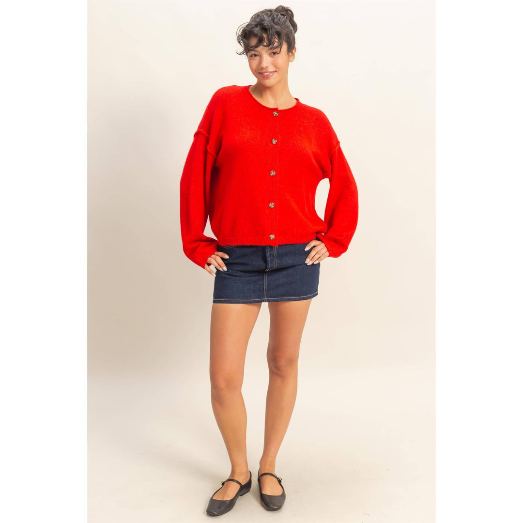 Ruby Red button down cardigan