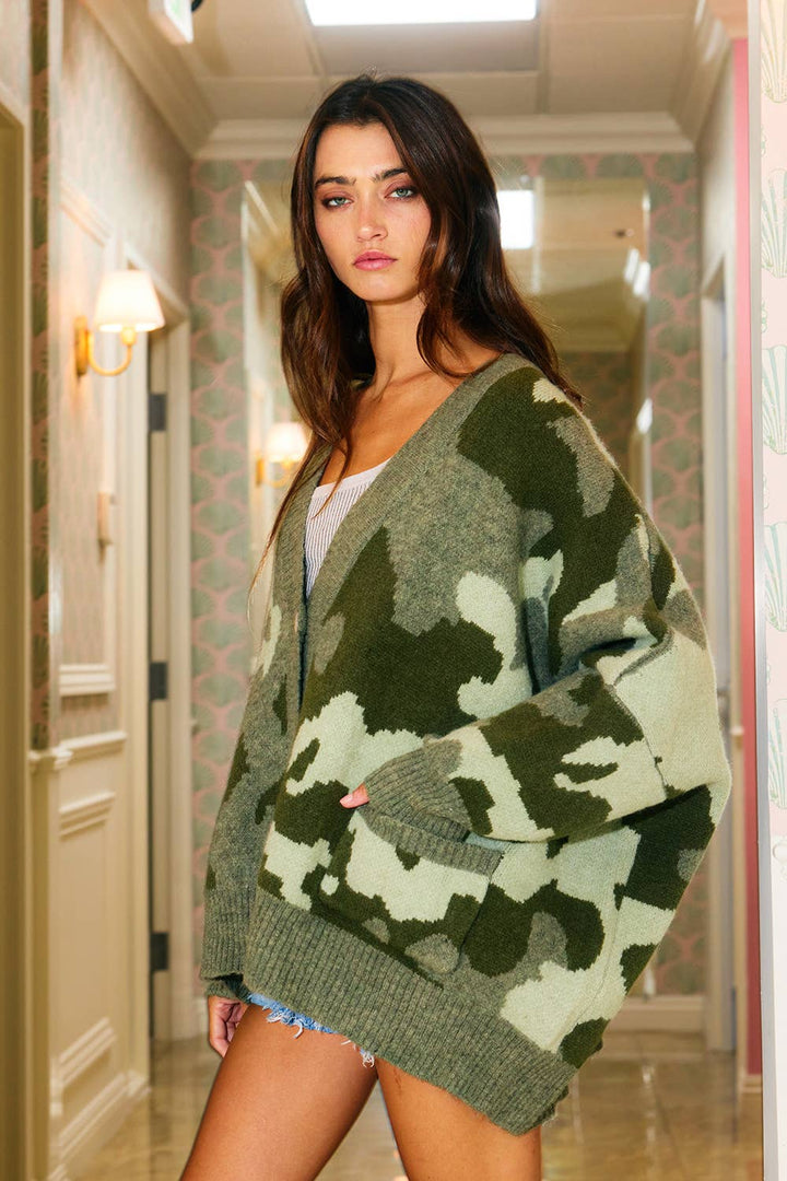 Olive Camo Cardigan