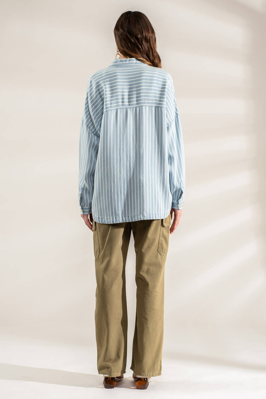 Mal Striped Button Down Shacket