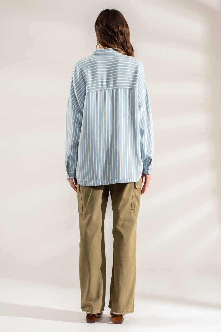 Mal Striped Button Down Shacket