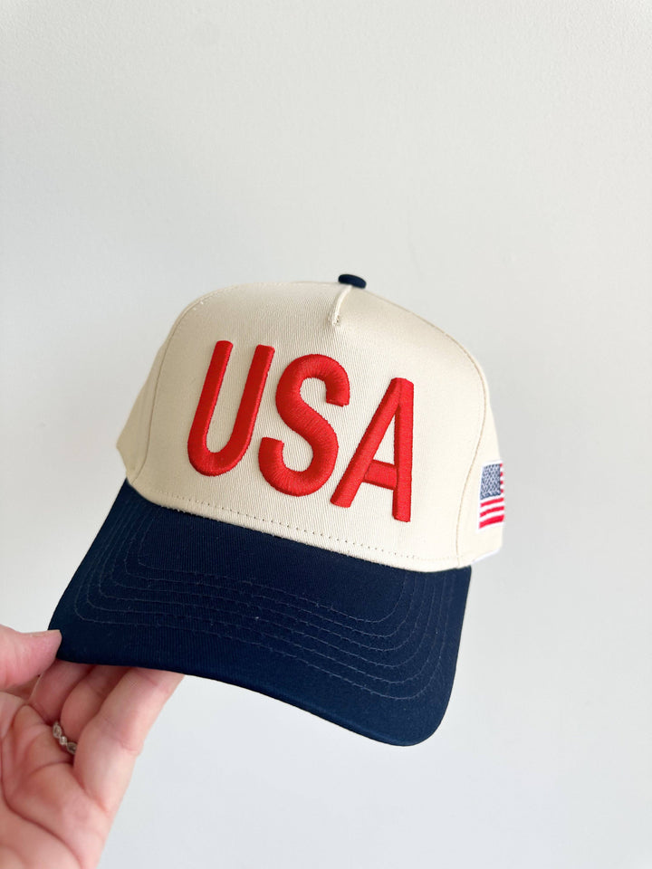 USA Vintage Trucker Hat-Blue