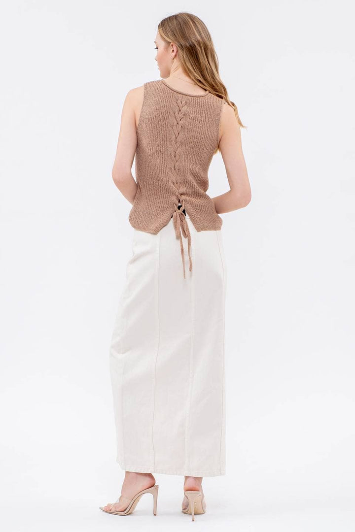 Crochet Sweater Knit Top - Ivory