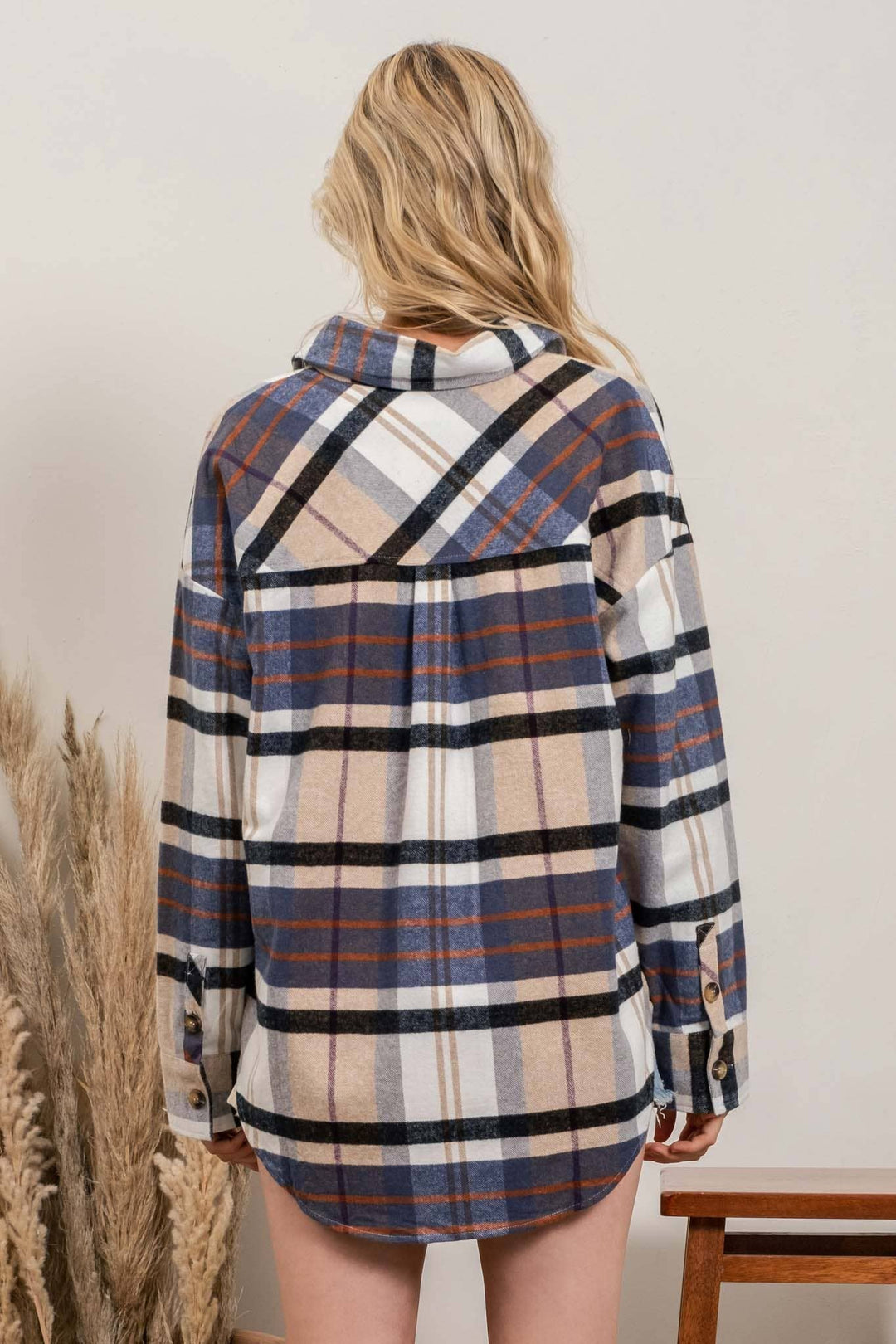PLUS PLAID BUTTON UP LONG SLEEVE