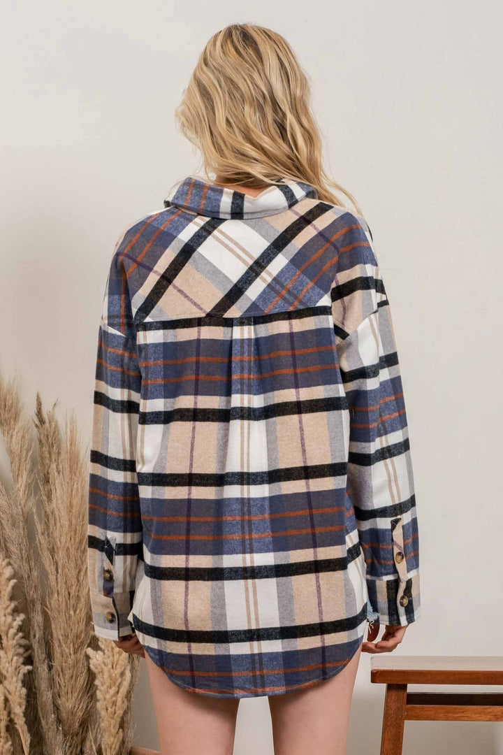 PLUS PLAID BUTTON UP LONG SLEEVE