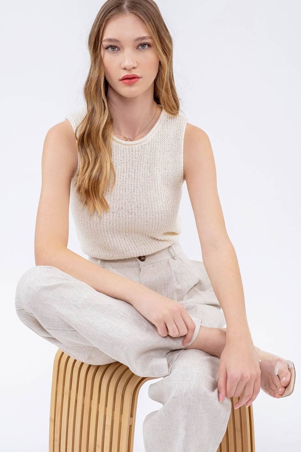 Crochet Sweater Knit Top - Ivory