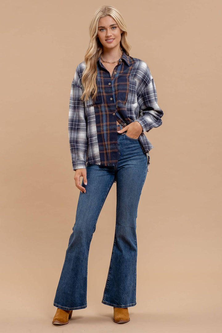 Plaid Patchwork Button Down