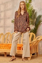 Leopard V Neck Long Sleeve