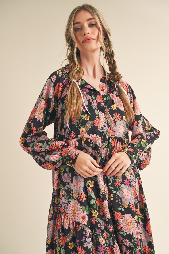 Lola Floral Tiered Midi Dress