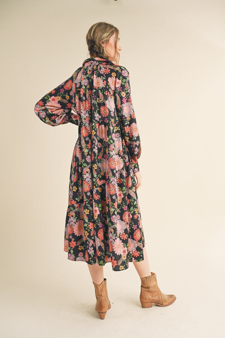Lola Floral Tiered Midi Dress