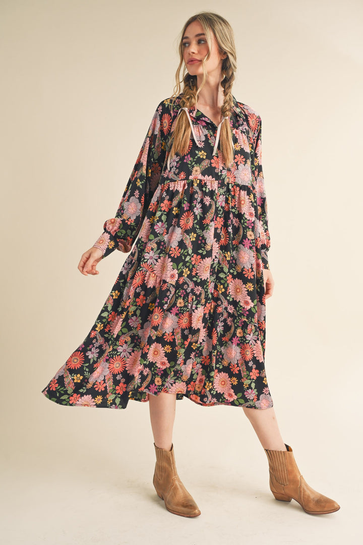 Lola Floral Tiered Midi Dress