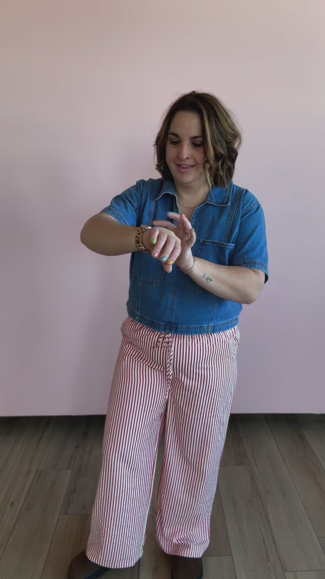 Red and White Striped boxer pants