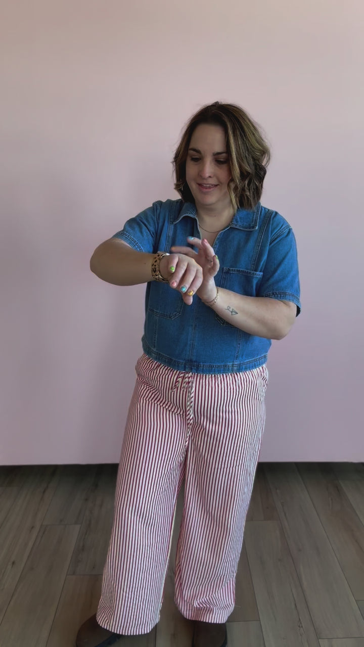 Red and White Striped boxer pants