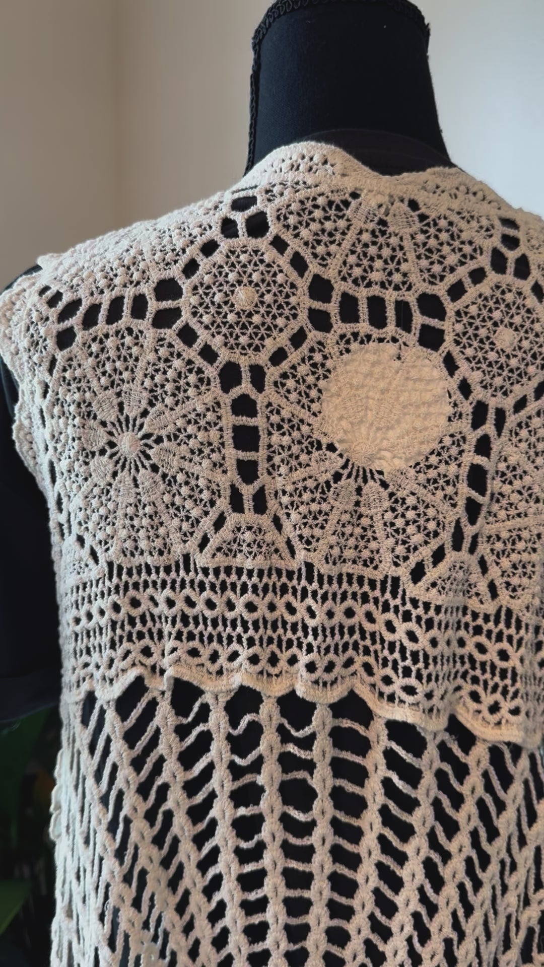 Sleeveless High-Low Crochet Cardigan