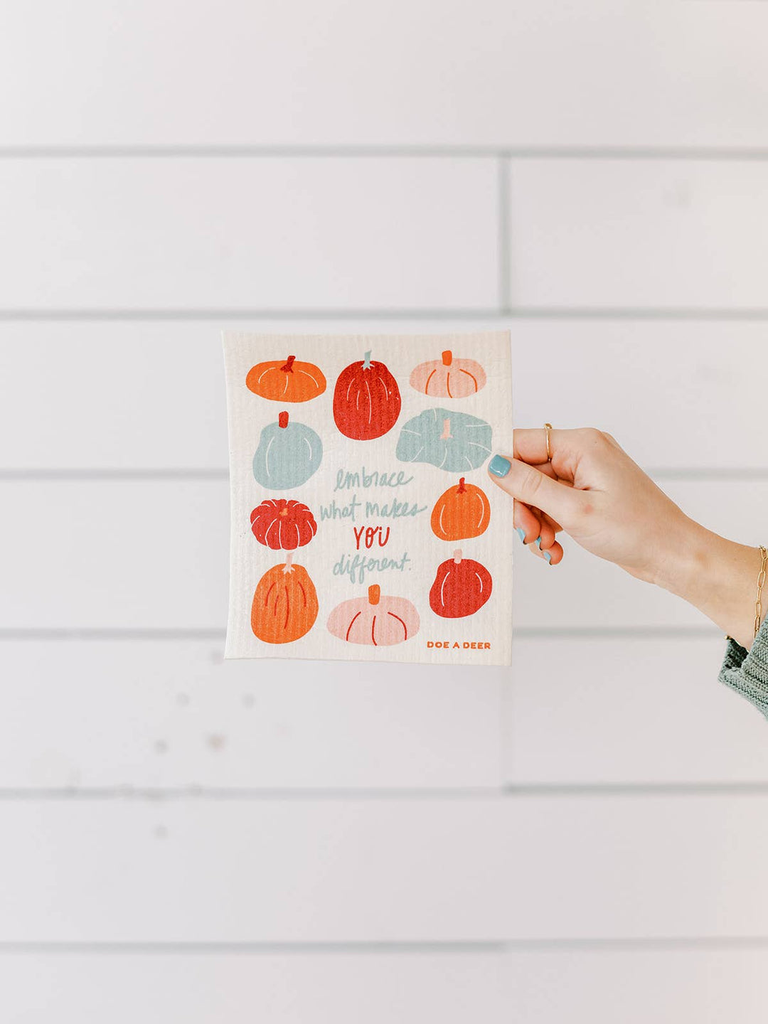 Embrace What Makes You Different Pumpkin Swedish Dishcloth