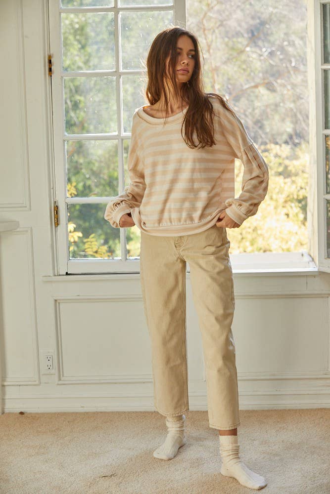 By Together Striped Knit Top - Knit Long Sleeve Striped Top