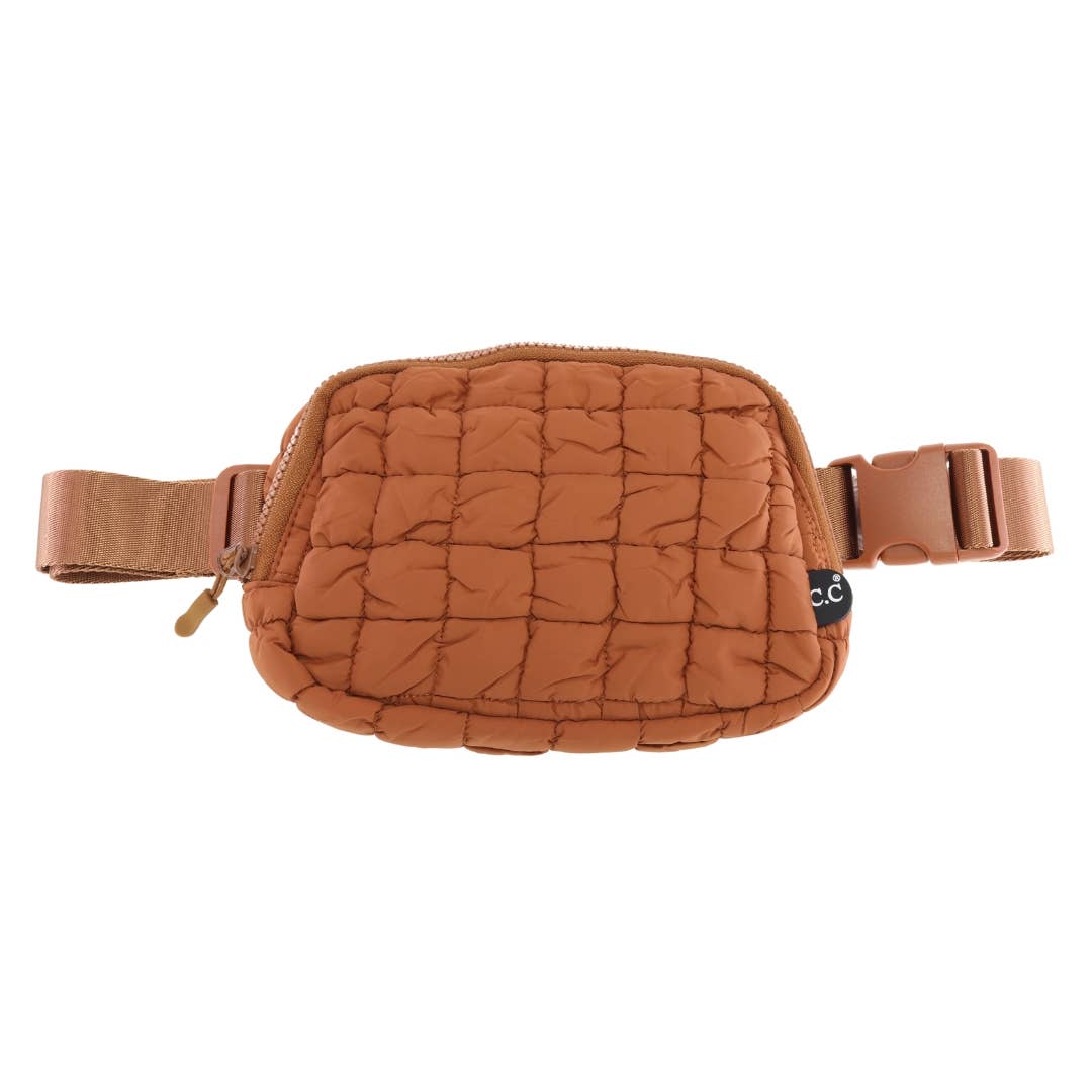 Quilted Puffer C.C Belt Bag-Rust
