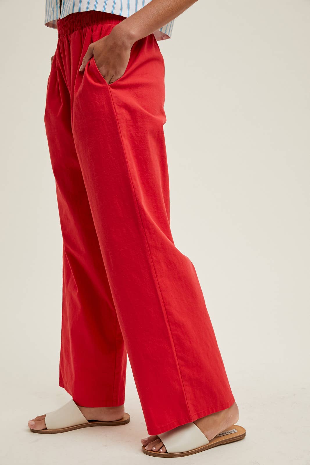 RED, RED, RED PULL ON CROP PANTS