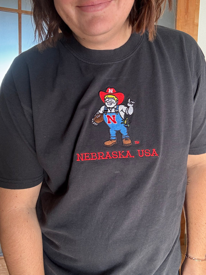 Nebraska, USA embroidered tee