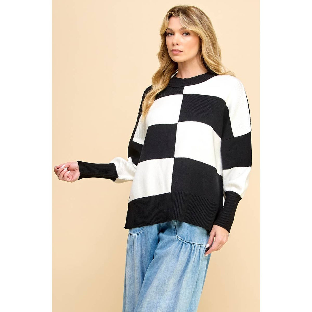 Checkered Block Sweater