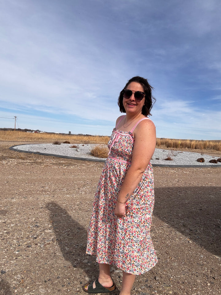 Velveteen Floral Midi Dress