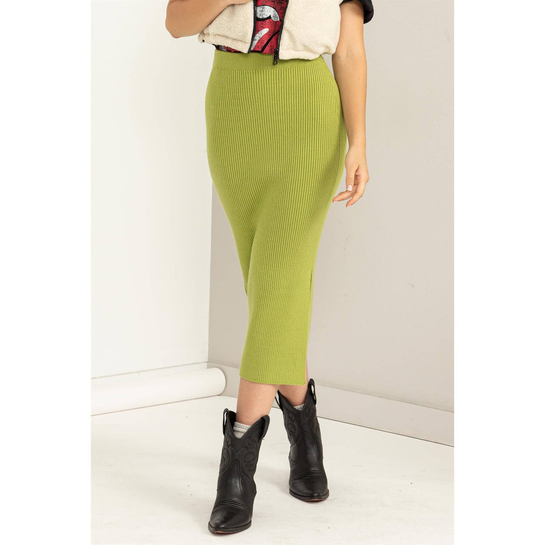 FASHIONISTA HIGH-WAIST RIBBED MIDI SKIRT