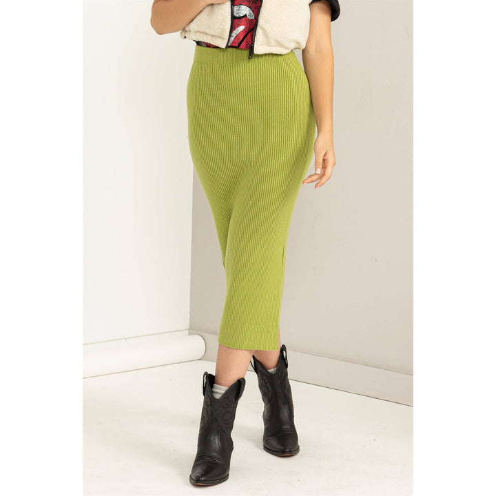 FASHIONISTA HIGH-WAIST RIBBED MIDI SKIRT