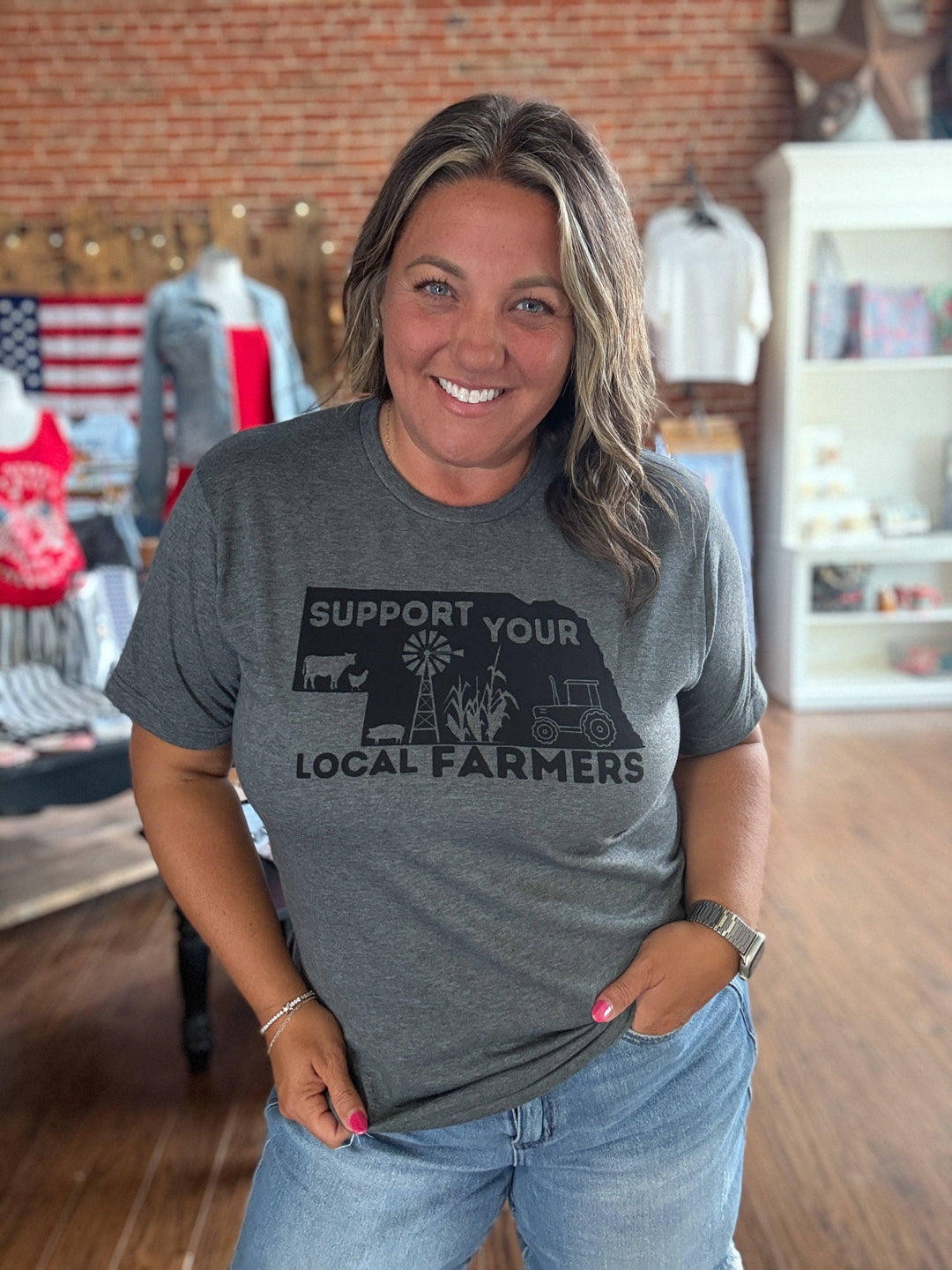 Tonal Support Your Local Farmer Tee-Nebraska