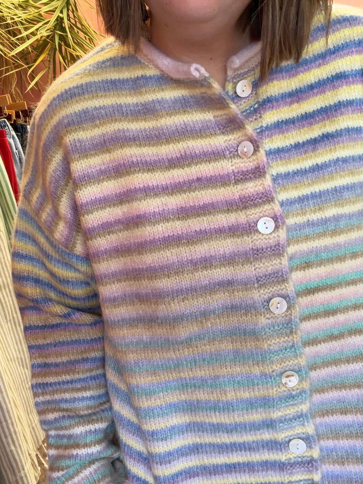 Judy light rainbow color button up cardigan