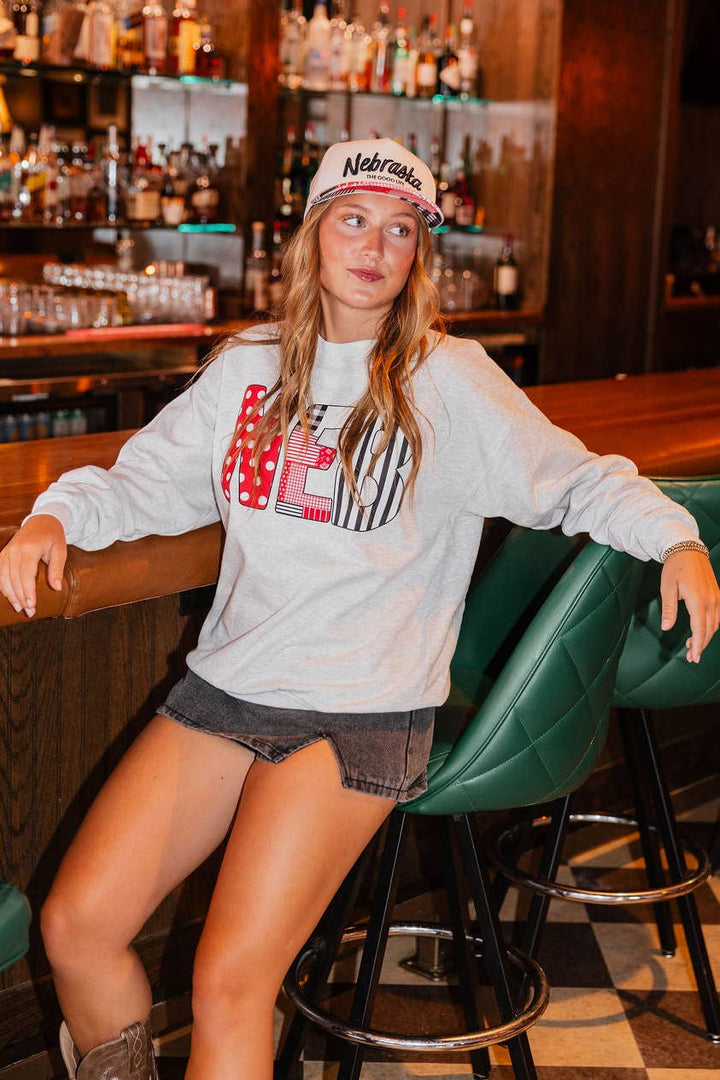 NEB Pattern Sweatshirt|Nebraska Crewneck