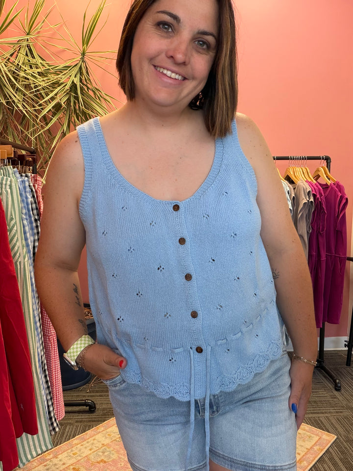 SCALLOP HEM SWEATER TANK TOP