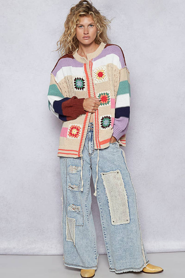 Almond Balloon Granny Cardi