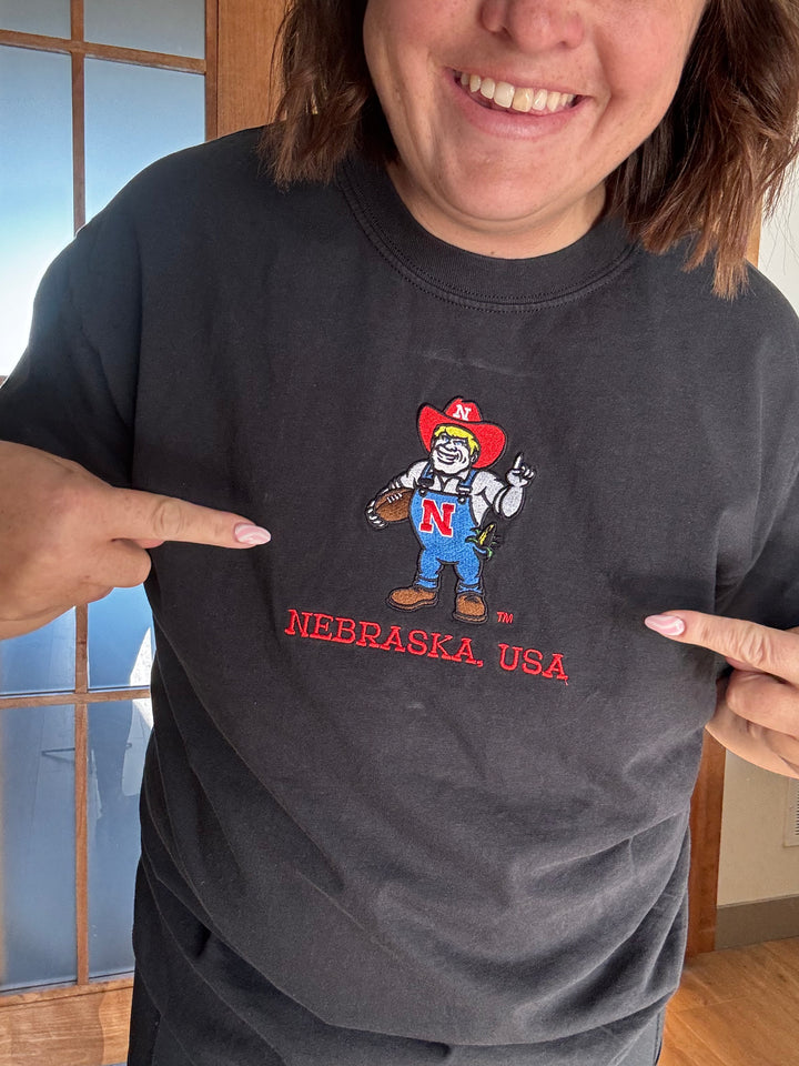 Nebraska, USA embroidered tee