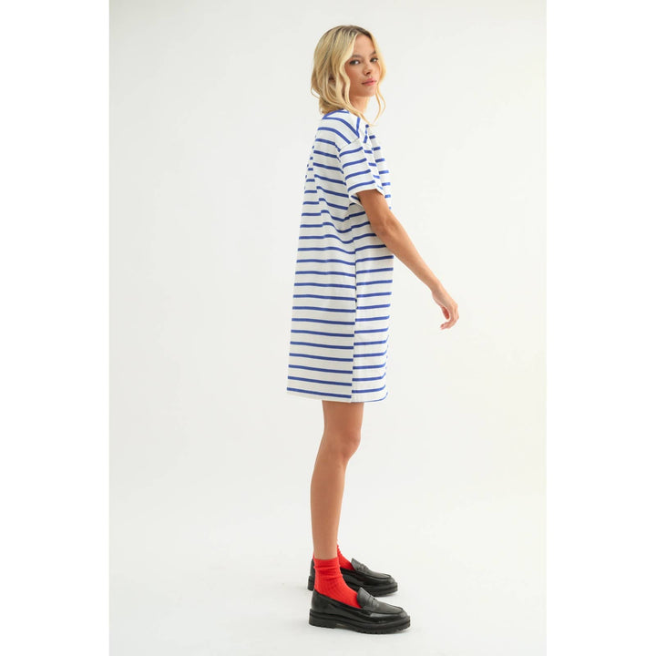 Oh Baby Blue STRIPED T-SHIRT MINI DRESS